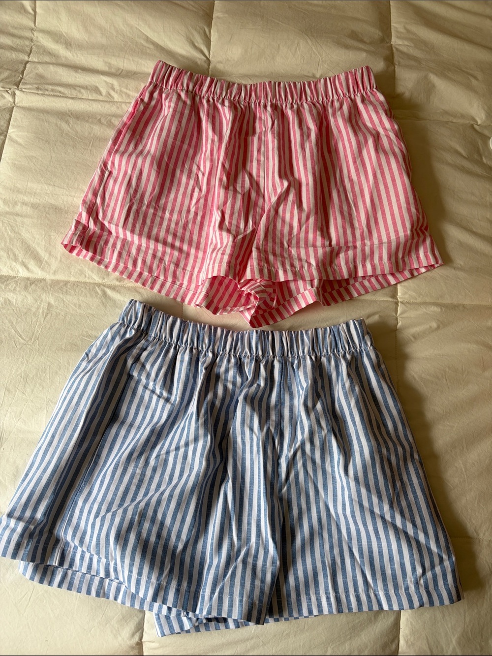 Striped Elastic-Waist Women’s Shorts - Pink & Blue Bundle :)